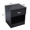 1 Drawer Metal Handle Bedside Cabinet Night Table Black