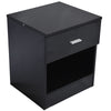 1 Drawer Metal Handle Bedside Cabinet Night Table Black