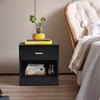 1 Drawer Metal Handle Bedside Cabinet Night Table Black