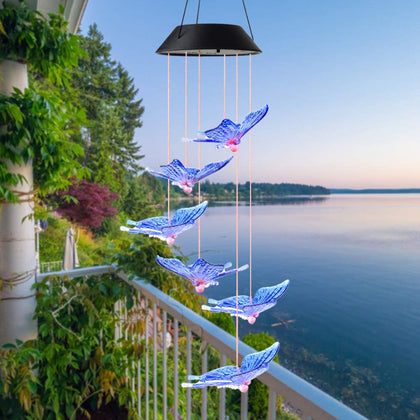 Solar butterfly wind chime lamp
