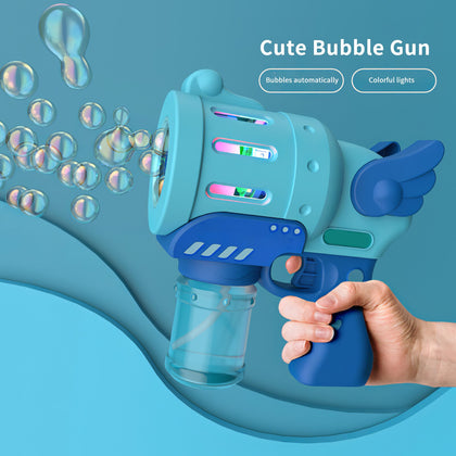 Girl blowing bubble machine